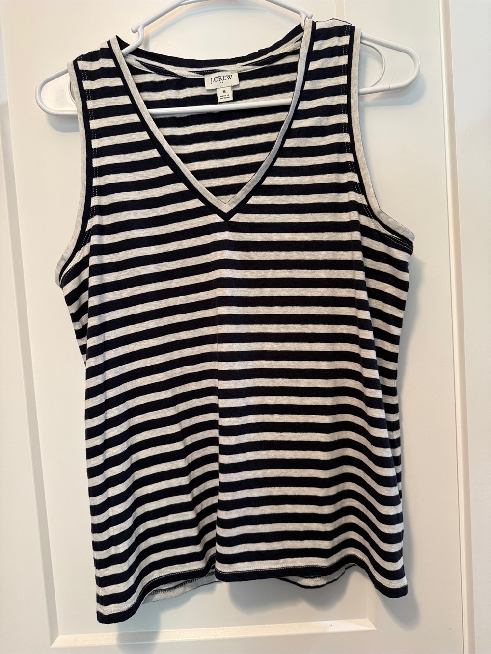 J. Crew Women's Blue & White Striped V-Neck Tank Top size S